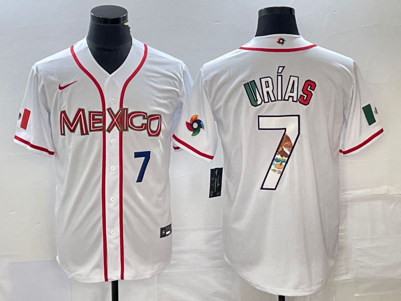 Men 2023 World Cub Mexico #7 Urias White Nike MLB Jersey67